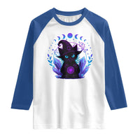 Witchy Black Cat Raglan Shirt Funny Spellcasting Pastel Goth Aesthetic - Wonder Print Shop