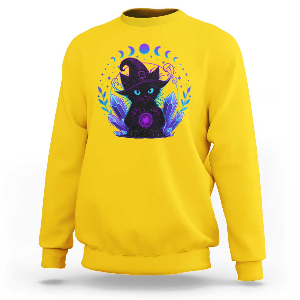 Witchy Black Cat Sweatshirt Funny Spellcasting Pastel Goth Aesthetic - Wonder Print Shop