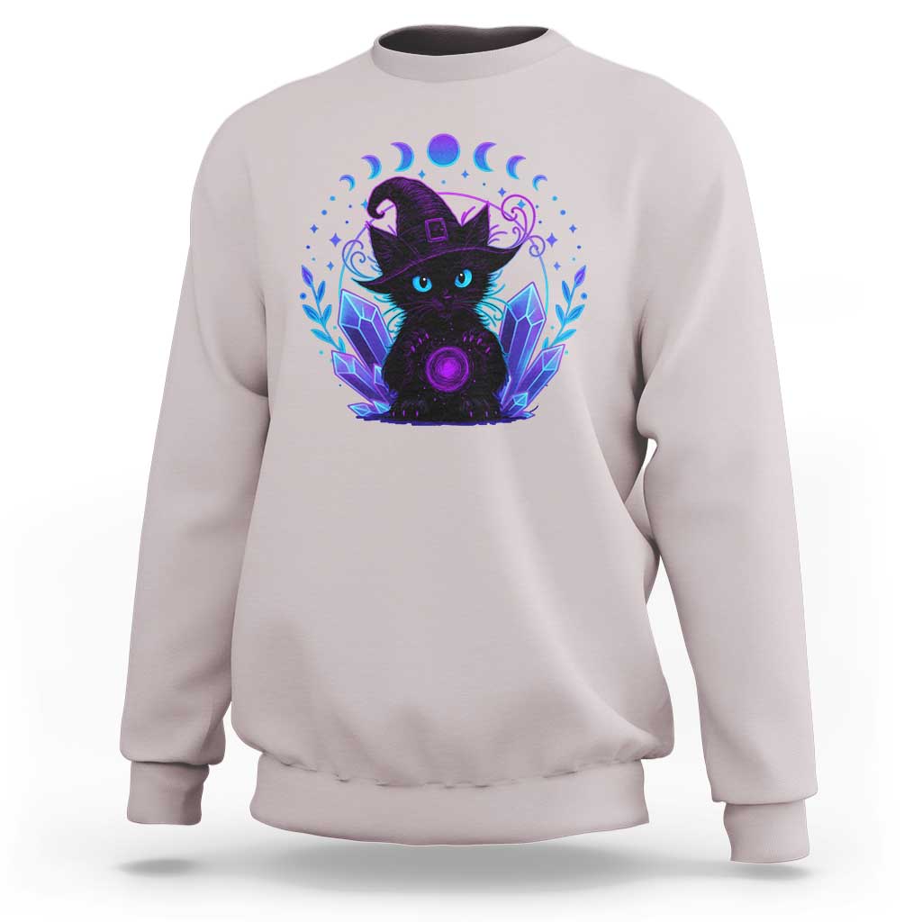 Witchy Black Cat Sweatshirt Funny Spellcasting Pastel Goth Aesthetic - Wonder Print Shop