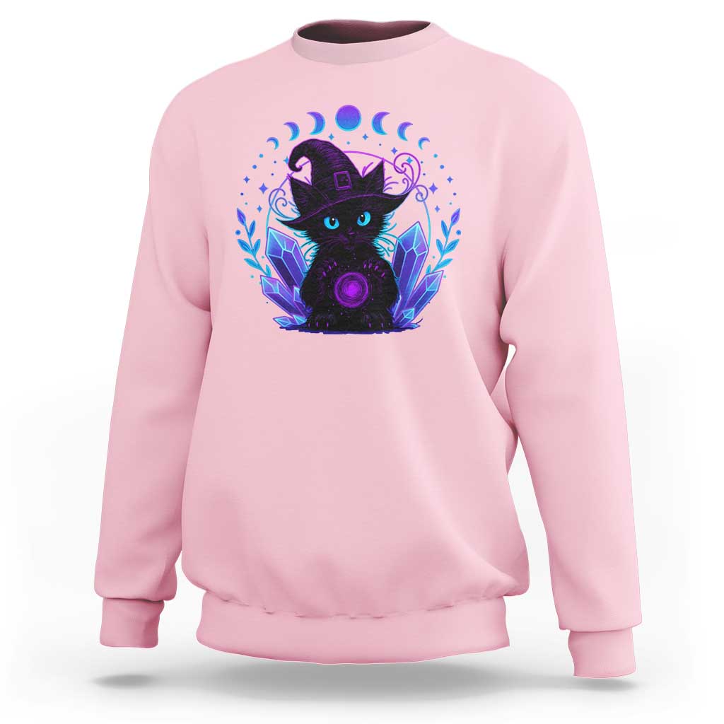 Witchy Black Cat Sweatshirt Funny Spellcasting Pastel Goth Aesthetic - Wonder Print Shop