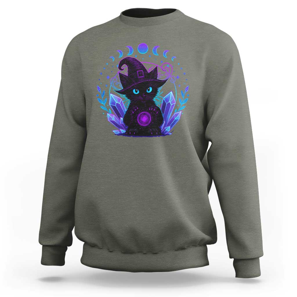 Witchy Black Cat Sweatshirt Funny Spellcasting Pastel Goth Aesthetic - Wonder Print Shop