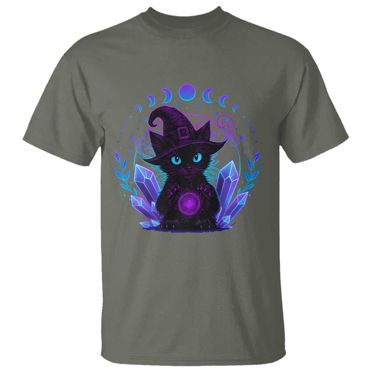 Witchy Black Cat T Shirt Funny Spellcasting Pastel Goth Aesthetic - Wonder Print Shop