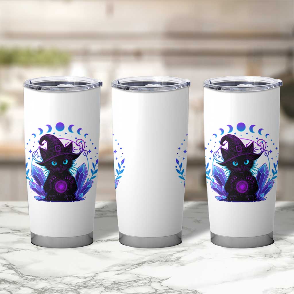 Witchy Black Cat Tumbler Cup Funny Spellcasting Pastel Goth Aesthetic
