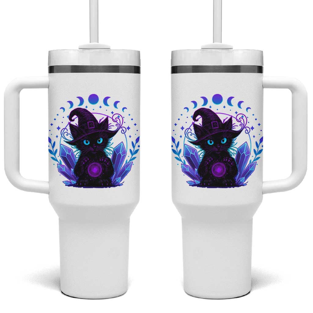 Witchy Black Cat Tumbler With Handle Funny Spellcasting Pastel Goth Aesthetic