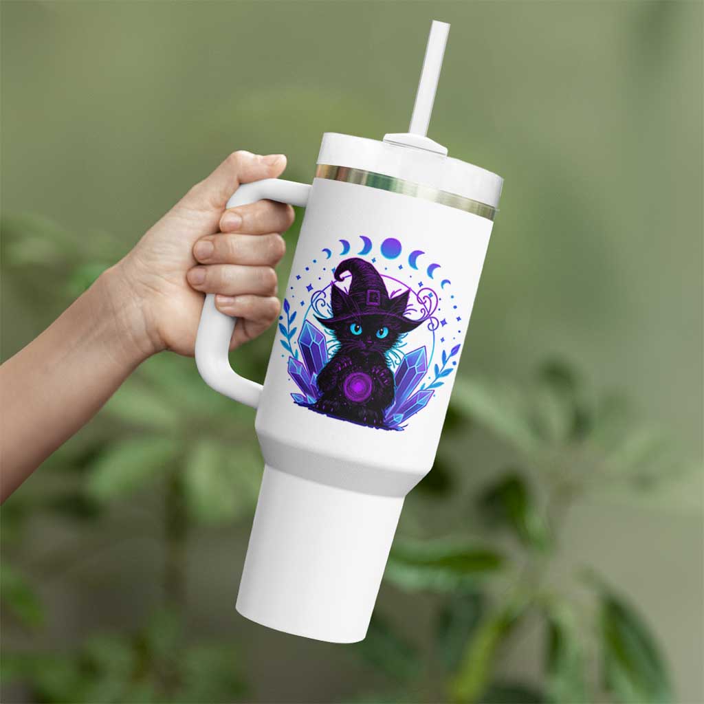 Witchy Black Cat Tumbler With Handle Funny Spellcasting Pastel Goth Aesthetic