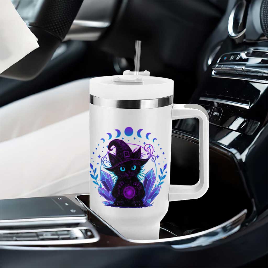 Witchy Black Cat Tumbler With Handle Funny Spellcasting Pastel Goth Aesthetic