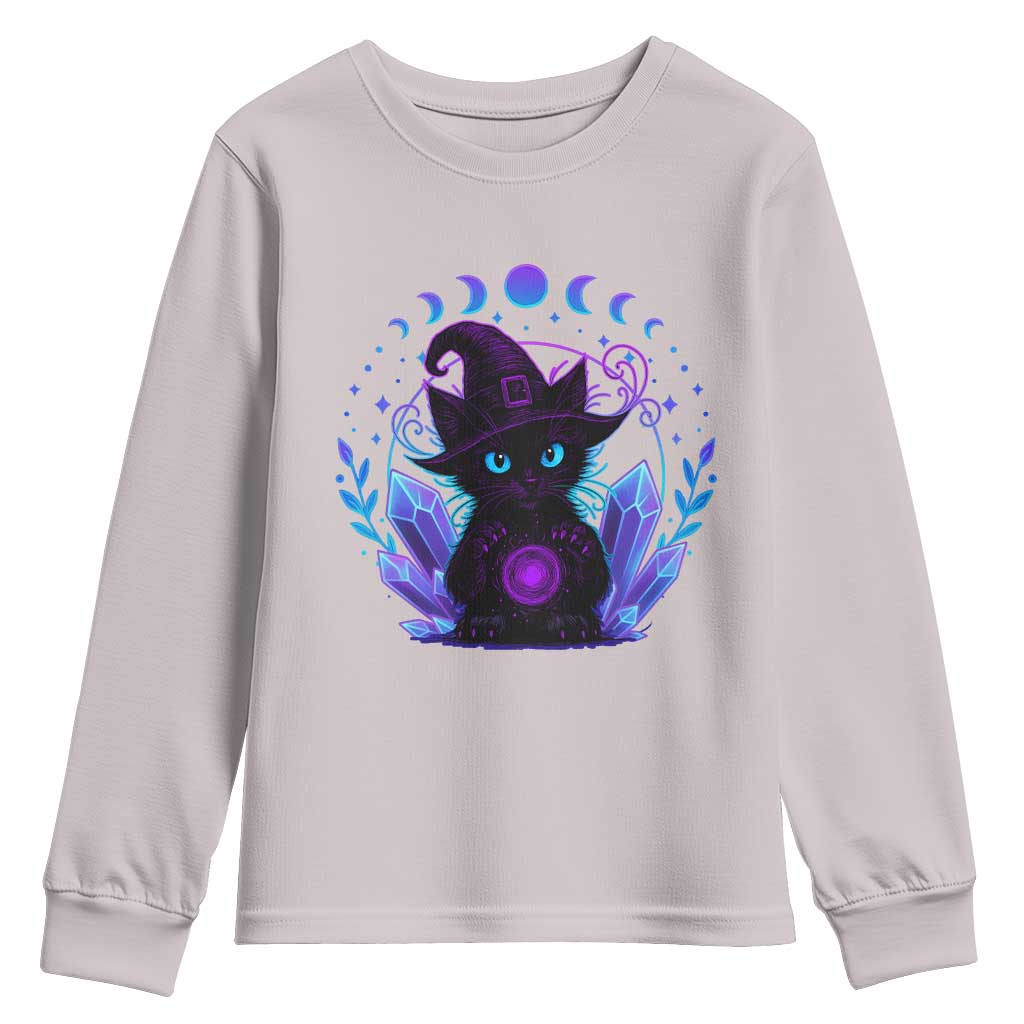Witchy Black Cat Youth Sweatshirt Funny Spellcasting Pastel Goth Aesthetic - Wonder Print Shop