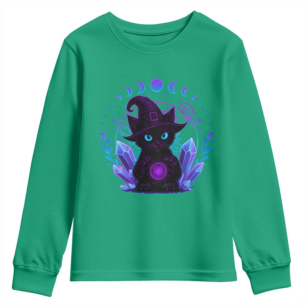 Witchy Black Cat Youth Sweatshirt Funny Spellcasting Pastel Goth Aesthetic - Wonder Print Shop