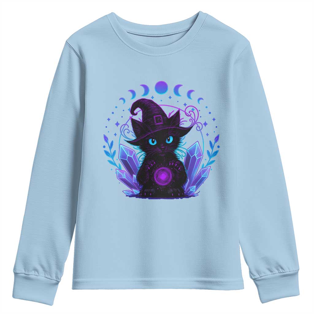 Witchy Black Cat Youth Sweatshirt Funny Spellcasting Pastel Goth Aesthetic - Wonder Print Shop