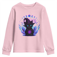 Witchy Black Cat Youth Sweatshirt Funny Spellcasting Pastel Goth Aesthetic - Wonder Print Shop