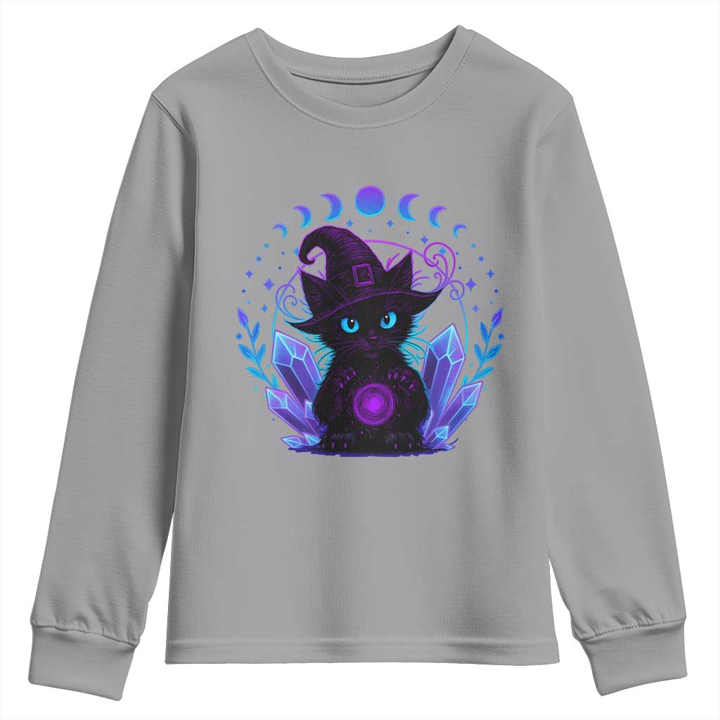 Witchy Black Cat Youth Sweatshirt Funny Spellcasting Pastel Goth Aesthetic - Wonder Print Shop