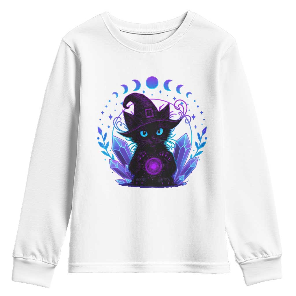 Witchy Black Cat Youth Sweatshirt Funny Spellcasting Pastel Goth Aesthetic - Wonder Print Shop