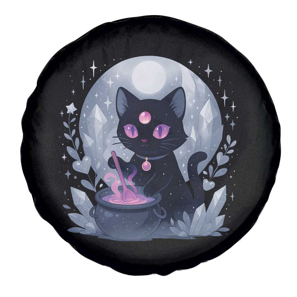 Witchy Black Cat Spare Tire Cover Brewing Magic Funny Pastel Goth Art - Wonder Print Shop