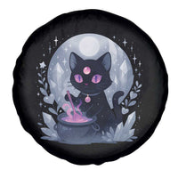 Witchy Black Cat Spare Tire Cover Brewing Magic Funny Pastel Goth Art - Wonder Print Shop