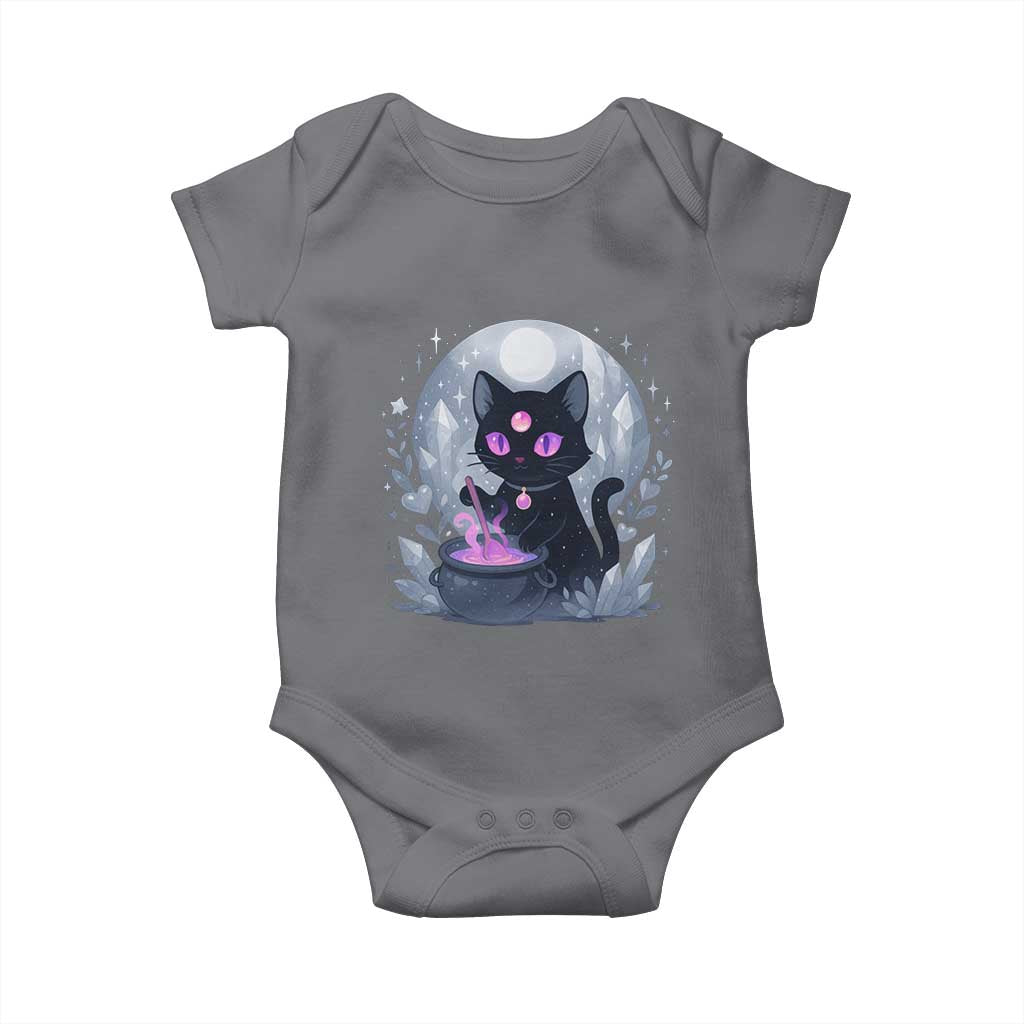 Witchy Black Cat Baby Onesie Brewing Magic Funny Pastel Goth Art - Wonder Print Shop