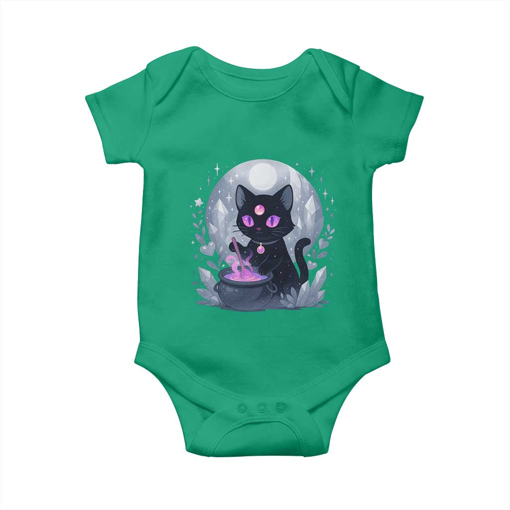 Witchy Black Cat Baby Onesie Brewing Magic Funny Pastel Goth Art - Wonder Print Shop