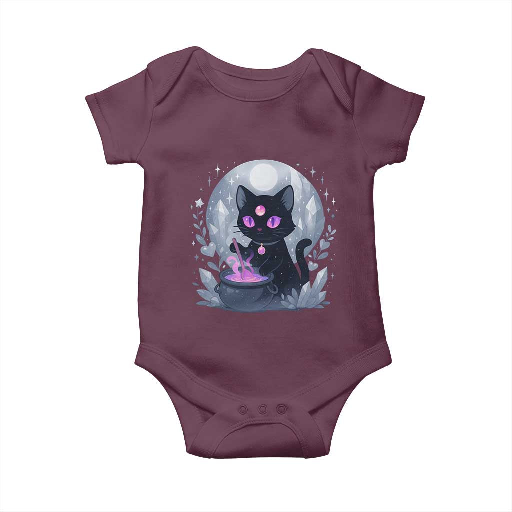 Witchy Black Cat Baby Onesie Brewing Magic Funny Pastel Goth Art - Wonder Print Shop