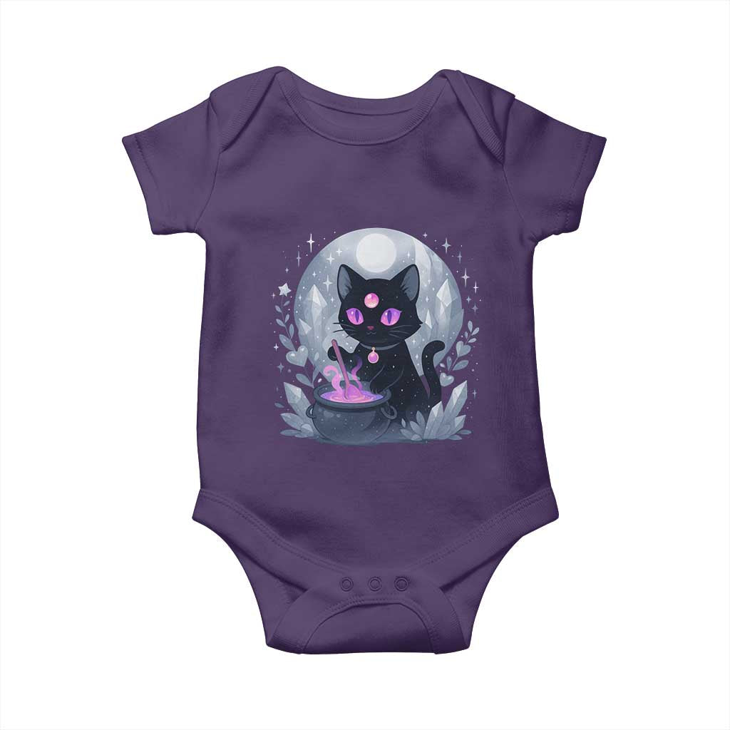 Witchy Black Cat Baby Onesie Brewing Magic Funny Pastel Goth Art - Wonder Print Shop