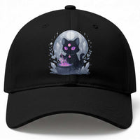 Witchy Black Cat Baseball Cap Brewing Magic Funny Pastel Goth Art