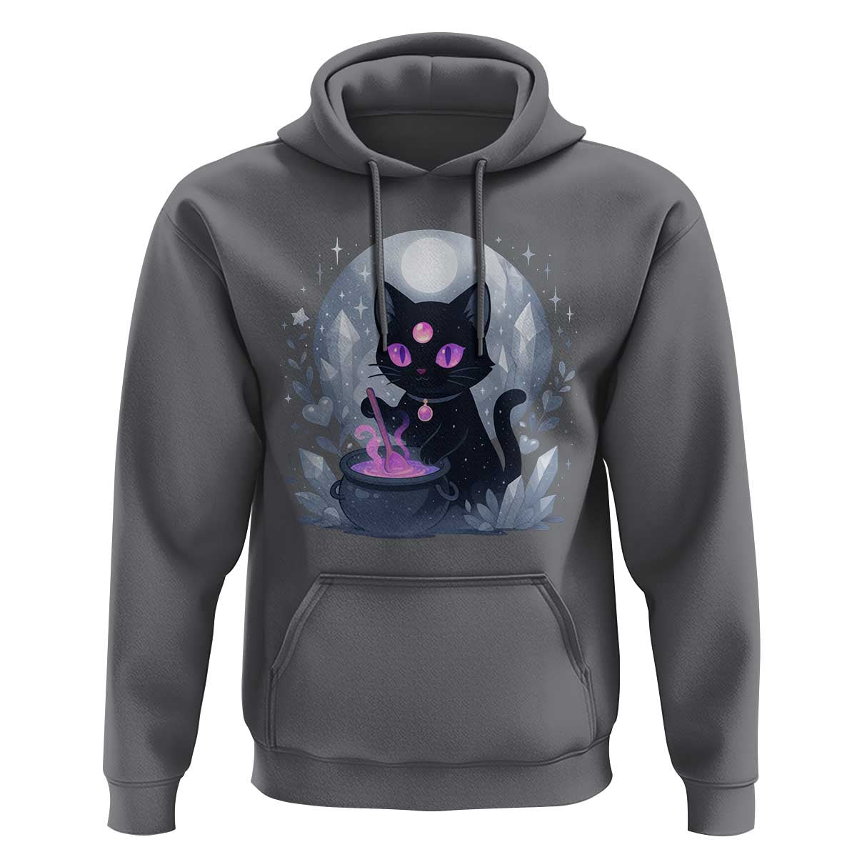 Witchy Black Cat Hoodie Brewing Magic Funny Pastel Goth Art - Wonder Print Shop