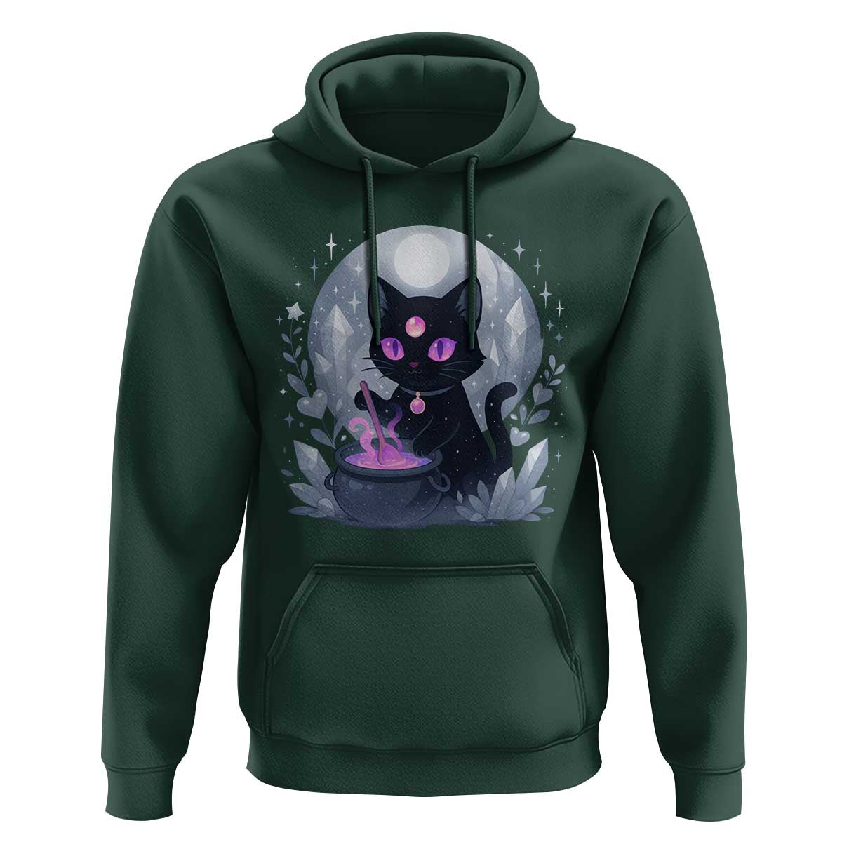 Witchy Black Cat Hoodie Brewing Magic Funny Pastel Goth Art - Wonder Print Shop