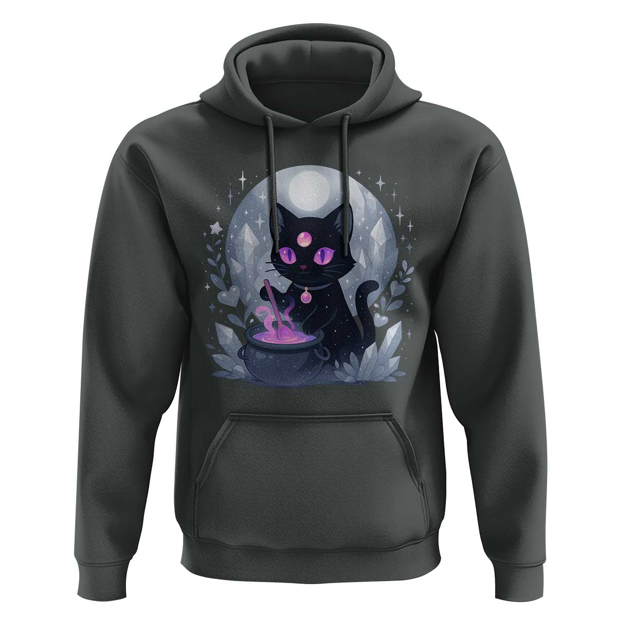 Witchy Black Cat Hoodie Brewing Magic Funny Pastel Goth Art - Wonder Print Shop