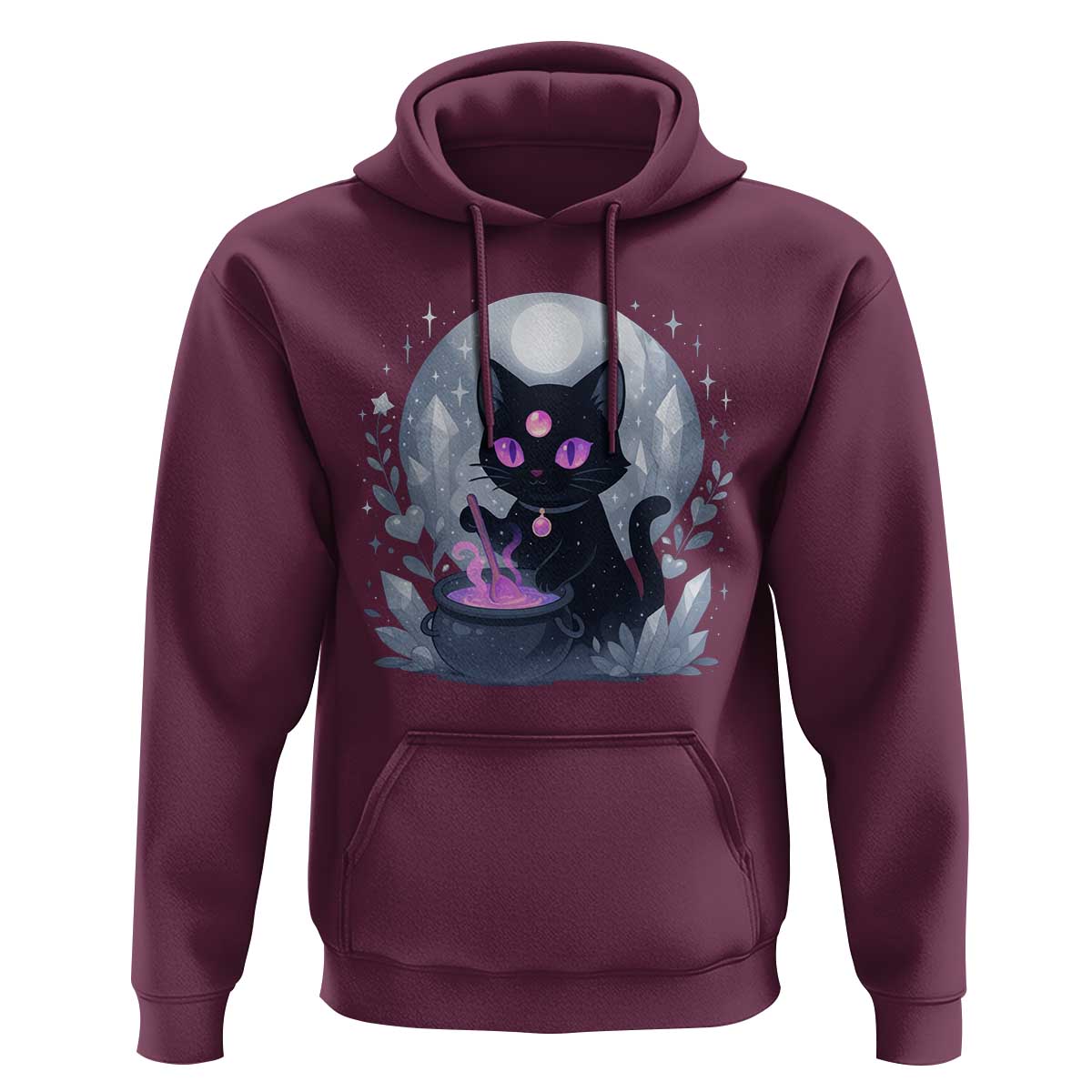 Witchy Black Cat Hoodie Brewing Magic Funny Pastel Goth Art - Wonder Print Shop