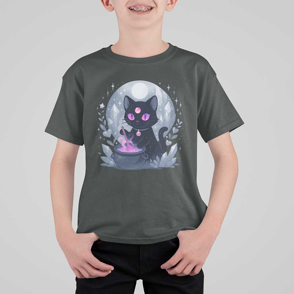 Witchy Black Cat T Shirt For Kid Brewing Magic Funny Pastel Goth Art - Wonder Print Shop
