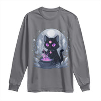 Witchy Black Cat Long Sleeve Shirt Brewing Magic Funny Pastel Goth Art - Wonder Print Shop