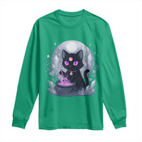 Witchy Black Cat Long Sleeve Shirt Brewing Magic Funny Pastel Goth Art - Wonder Print Shop
