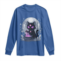 Witchy Black Cat Long Sleeve Shirt Brewing Magic Funny Pastel Goth Art - Wonder Print Shop