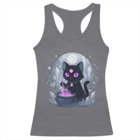 Witchy Black Cat Racerback Tank Top Brewing Magic Funny Pastel Goth Art - Wonder Print Shop