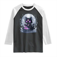Witchy Black Cat Raglan Shirt Brewing Magic Funny Pastel Goth Art - Wonder Print Shop
