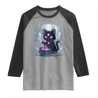 Witchy Black Cat Raglan Shirt Brewing Magic Funny Pastel Goth Art - Wonder Print Shop