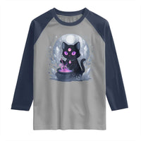 Witchy Black Cat Raglan Shirt Brewing Magic Funny Pastel Goth Art - Wonder Print Shop