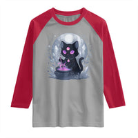 Witchy Black Cat Raglan Shirt Brewing Magic Funny Pastel Goth Art - Wonder Print Shop