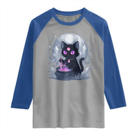 Witchy Black Cat Raglan Shirt Brewing Magic Funny Pastel Goth Art - Wonder Print Shop