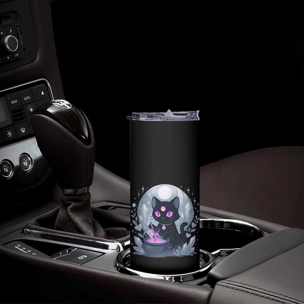 Witchy Black Cat Skinny Tumbler Brewing Magic Funny Pastel Goth Art