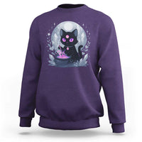 Witchy Black Cat Sweatshirt Brewing Magic Funny Pastel Goth Art - Wonder Print Shop