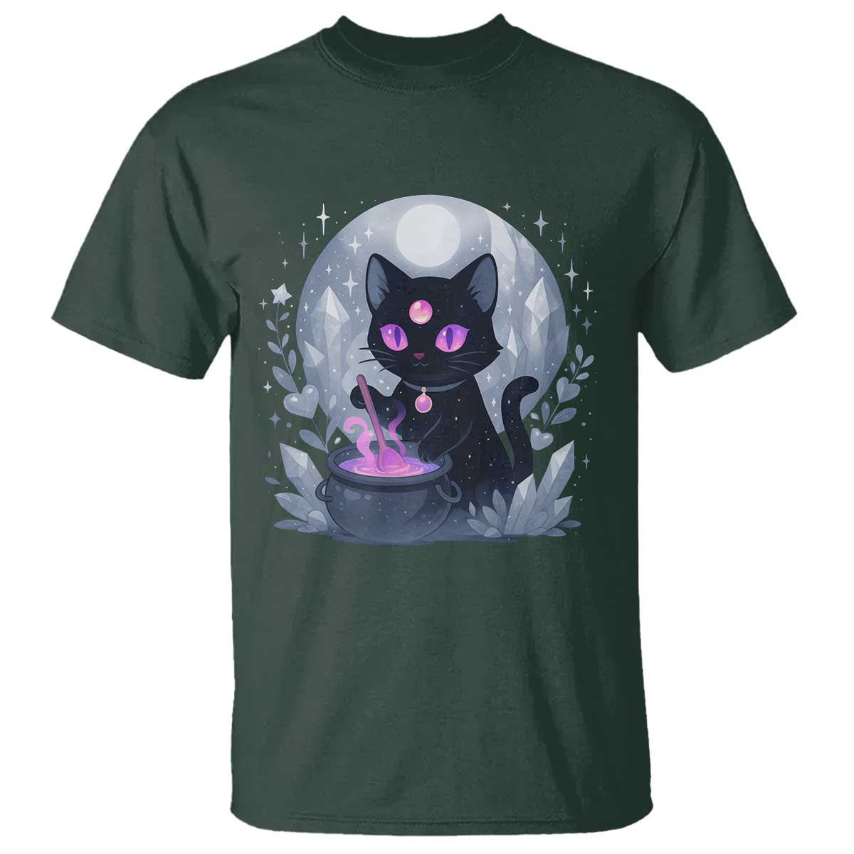 Witchy Black Cat T Shirt Brewing Magic Funny Pastel Goth Art - Wonder Print Shop