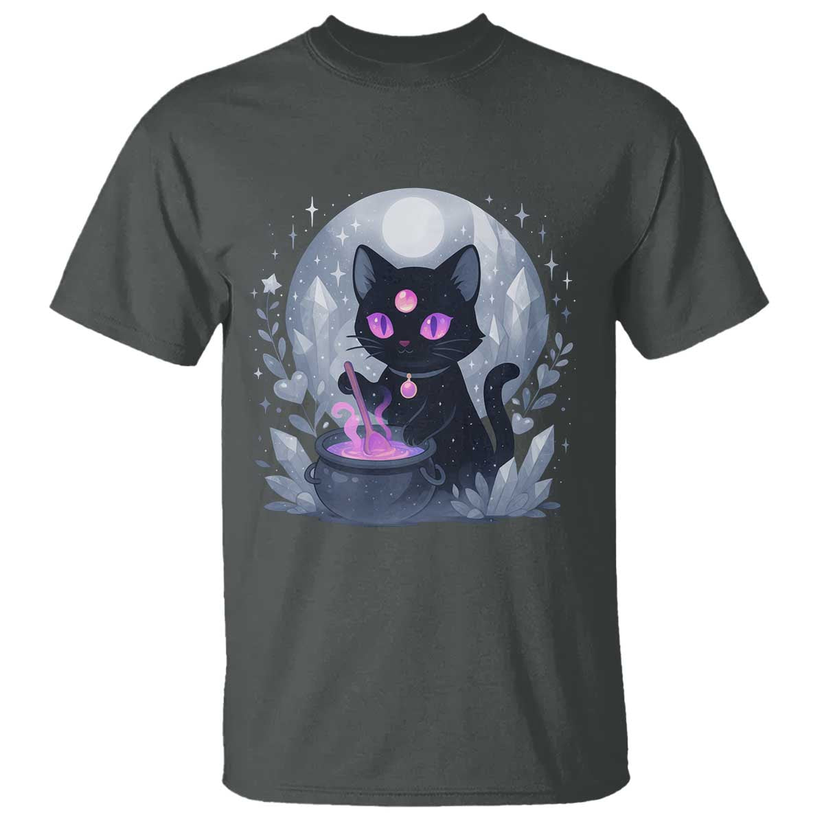 Witchy Black Cat T Shirt Brewing Magic Funny Pastel Goth Art - Wonder Print Shop