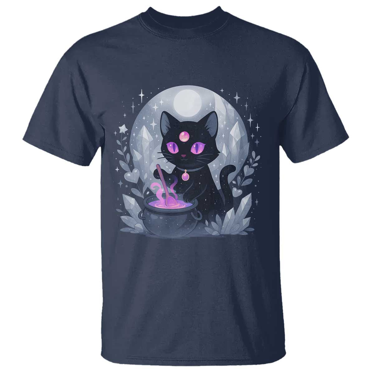 Witchy Black Cat T Shirt Brewing Magic Funny Pastel Goth Art - Wonder Print Shop
