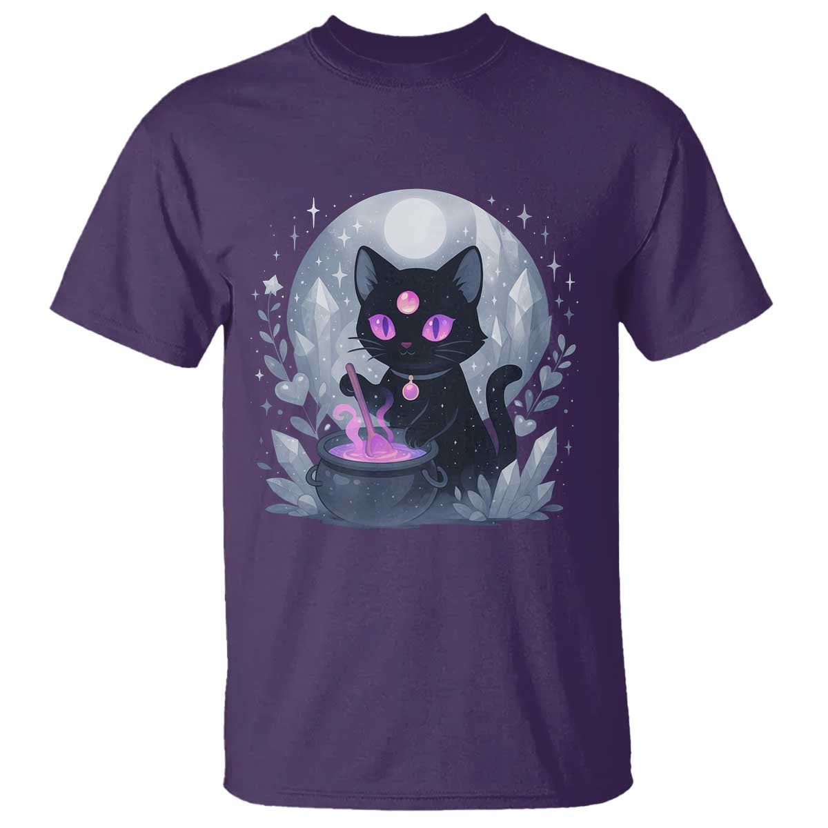 Witchy Black Cat T Shirt Brewing Magic Funny Pastel Goth Art - Wonder Print Shop