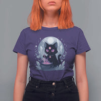 Witchy Black Cat T Shirt For Women Brewing Magic Funny Pastel Goth Art - Wonder Print Shop