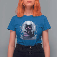 Witchy Black Cat T Shirt For Women Brewing Magic Funny Pastel Goth Art - Wonder Print Shop