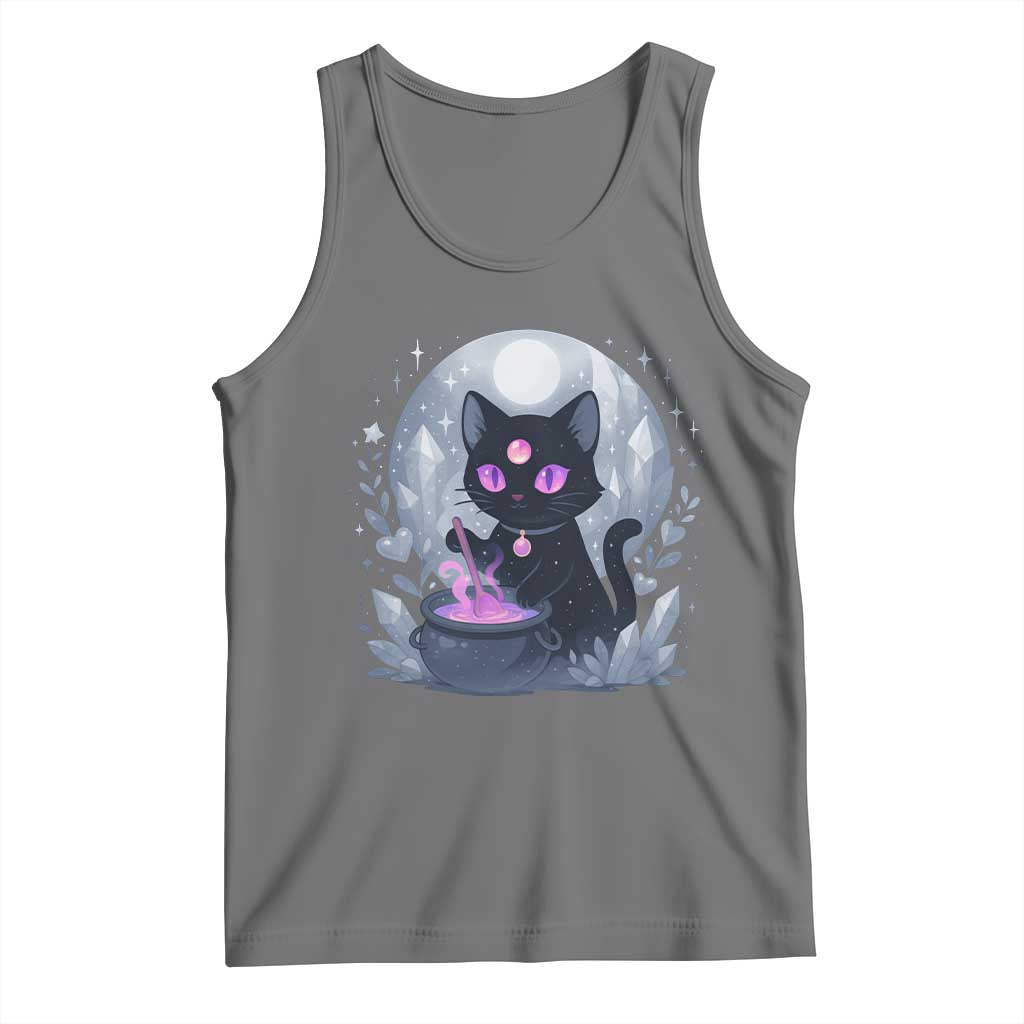 Witchy Black Cat Tank Top Brewing Magic Funny Pastel Goth Art - Wonder Print Shop