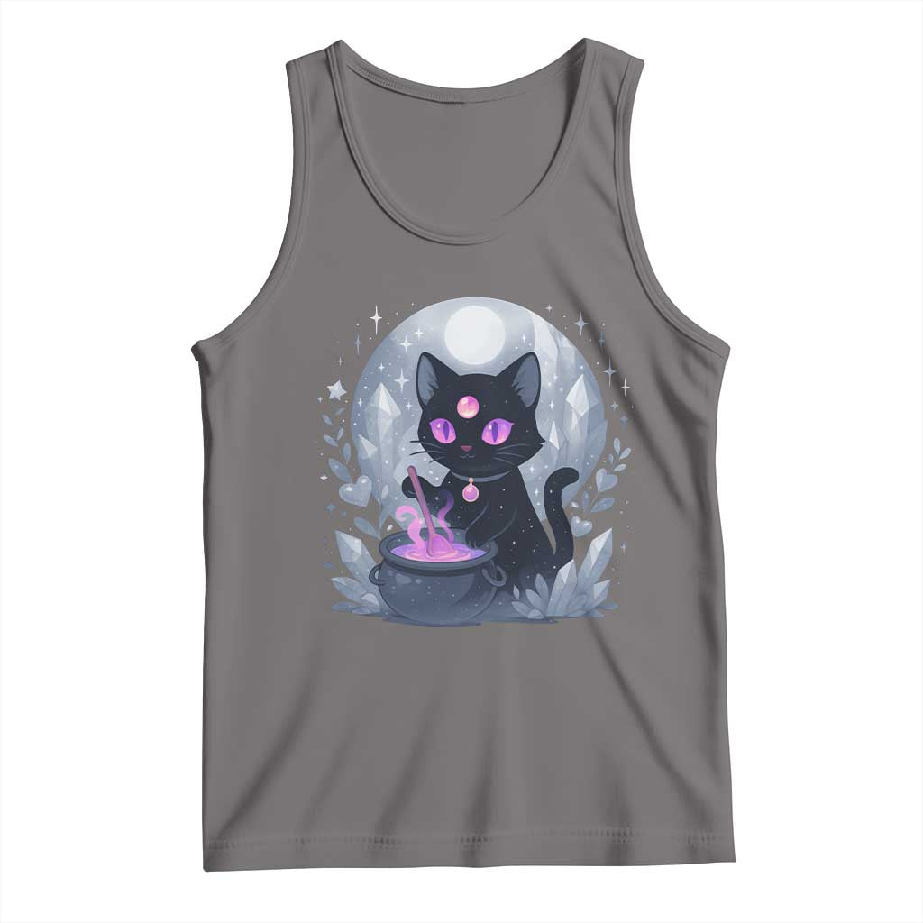 Witchy Black Cat Tank Top Brewing Magic Funny Pastel Goth Art - Wonder Print Shop