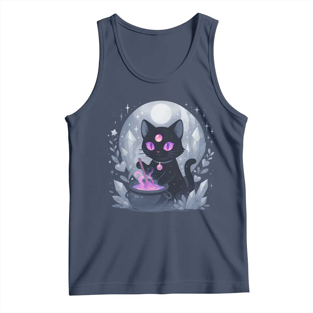Witchy Black Cat Tank Top Brewing Magic Funny Pastel Goth Art - Wonder Print Shop