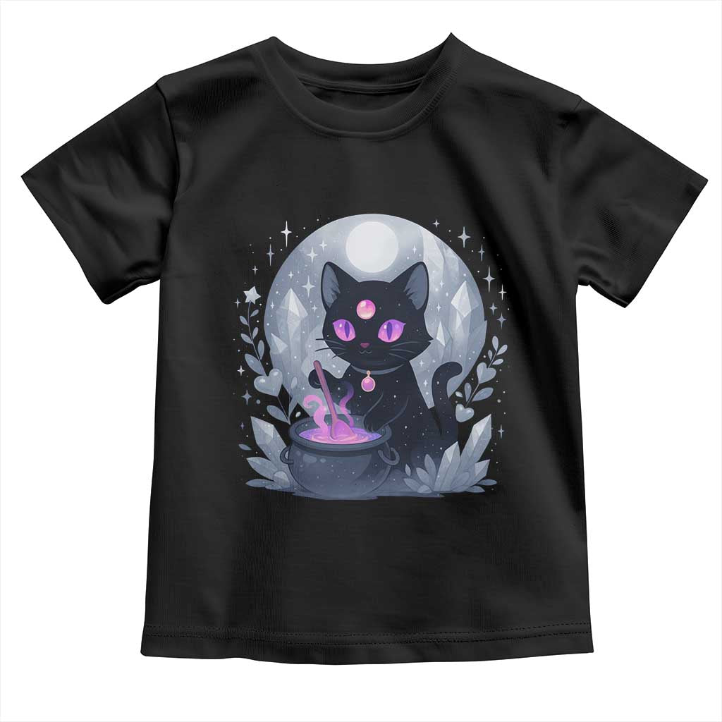 Witchy Black Cat Toddler T Shirt Brewing Magic Funny Pastel Goth Art - Wonder Print Shop