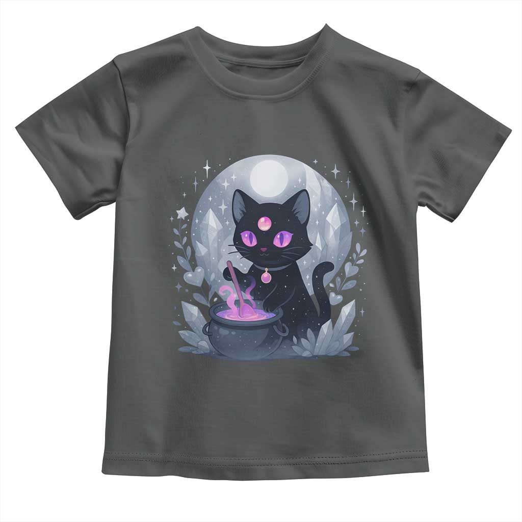 Witchy Black Cat Toddler T Shirt Brewing Magic Funny Pastel Goth Art - Wonder Print Shop